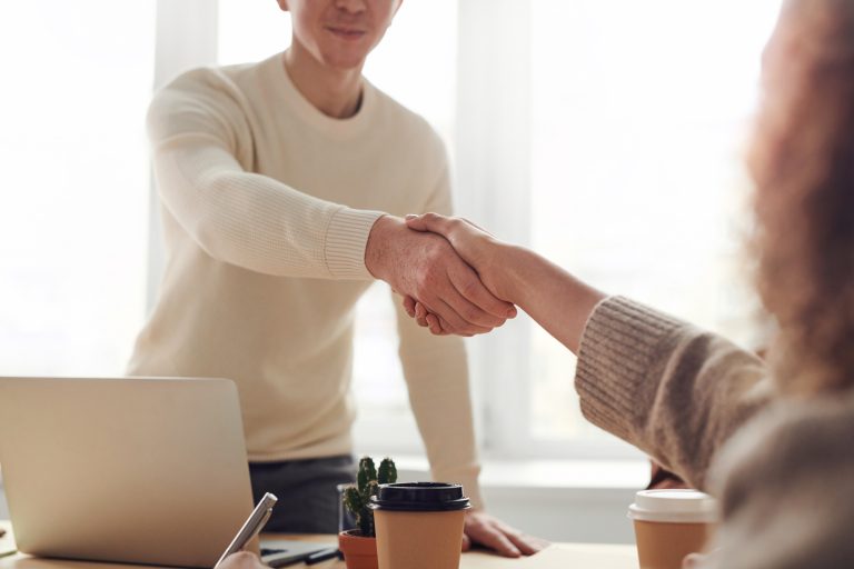 Handshake between interviewer and interviewee